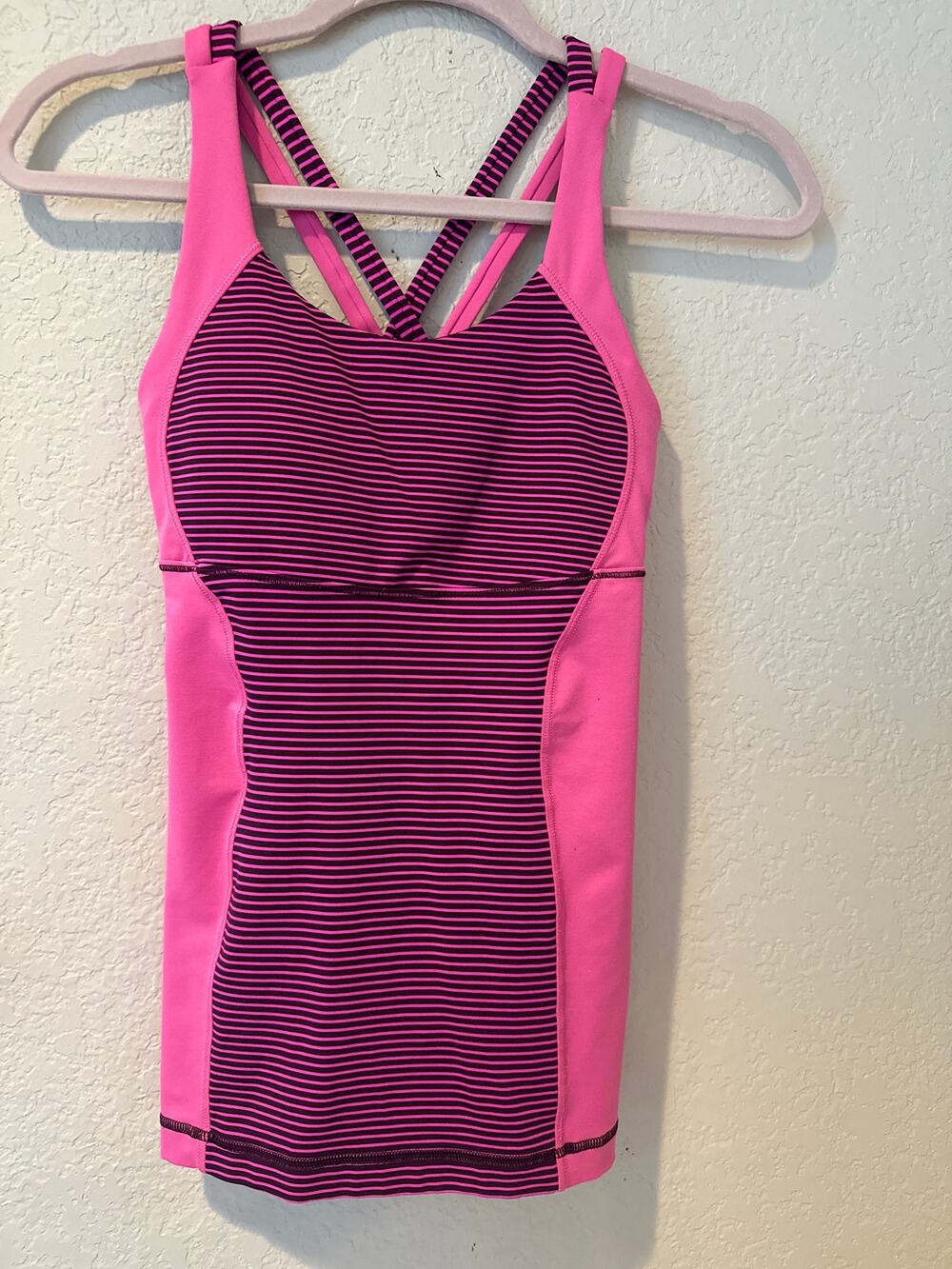 Lululemon Energy Tank, Hyper Stripe Raspberry Glo Light / Plum